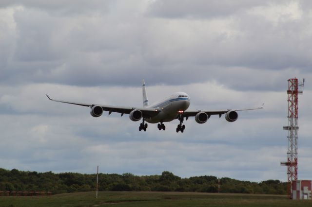 Airbus A340-500 (9K-GBB) - Airline: Kuwaiti Governmentbr /Plane: A340-500br /Location: STN (London Stansted Airport)br /Date: 18.09.22 (dd/mm/yy)