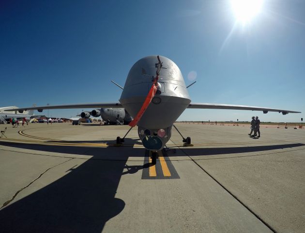 — — - 09-4063 A General Atomics MQ-9 Reaper Remotely Piloted Aircraft (RPA), cn PB-063, on display at the “Air Commandos over the High Plains” Air Show at Cannon Air Force Base, NM.