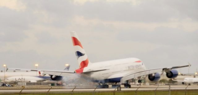 Airbus A380-800 (G-XLED) - Touchdown after over 8 hours of flying"From London(Heathrow)(EGLL)