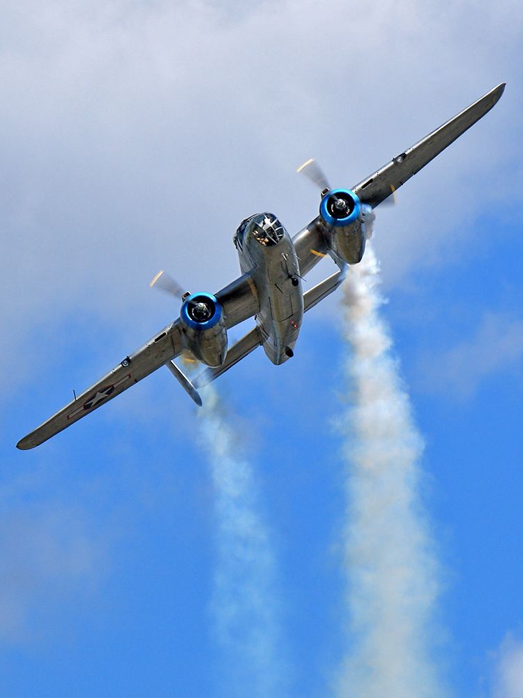 North American TB-25 Mitchell (N3155G) - Photo pass with the smoke on at WWII Weekend in Reading,PA