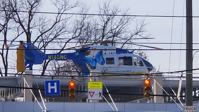 N145NC — - Kawasaki EC-145 in Nationwide Children's Hospital livery. Parked on top of the OhioHealth Grady Memorial Hospital in Delaware, OH on 14NOV19.