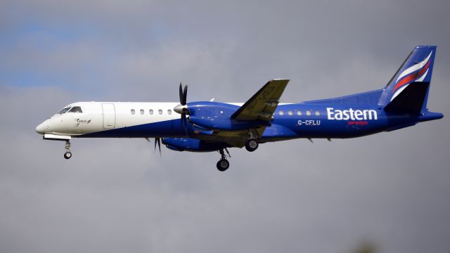 Saab 2000 (G-CFLU) - Eastern Airways - Saab 2000 (G-CFLU) The aircraft arriving at NCL mid morning from LCY on the short run operation of this route. (Photo Mar 2019)