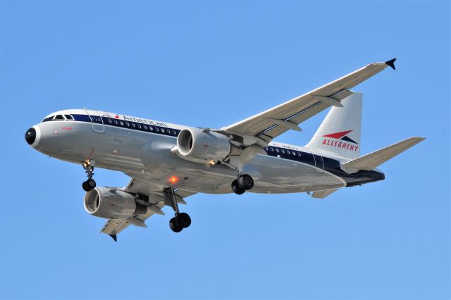 Airbus A319 (N745VJ) - Allegheny Retro Jet arriving 23-R at IND on 03-16-17