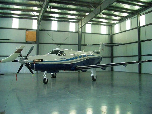 Pilatus PC-12 (N434JA) - In hangar at Freeman Field, Louisa County (KLKU).