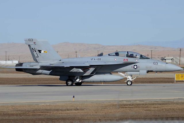 McDonnell Douglas FA-18 Hornet (16-5675) - Boeing F/A-18F Super Hornet BuNo 165675 #103 color bird of VFA-122 Flying Eagles at NAF el Centro on February 17, 2012