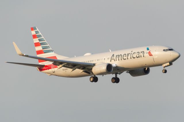 Boeing 737-800 (N339PL) - American 2499 is coming into land on Runway 18R from Chicago O'Hare in gorgeous golden hour lighting! Photo taken June 23, 2023 at 2439Z with Nikon D3200 at 300mm.