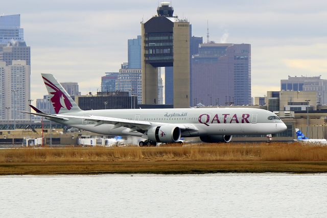 Airbus A350-900 (A7-ALF) - Qatar Airways arriving on its inaugural flight from Hamad Intl Airport in Doha, Qatar