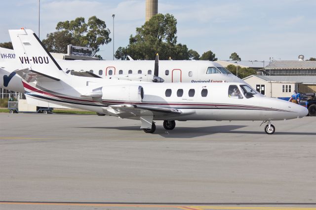 Cessna Citation 1SP (VH-NOU) - Australian Air Services Pty Ltd (VH-NOU) Cessna 501 Citation I SP taxing at Wagga Wagga Airport.