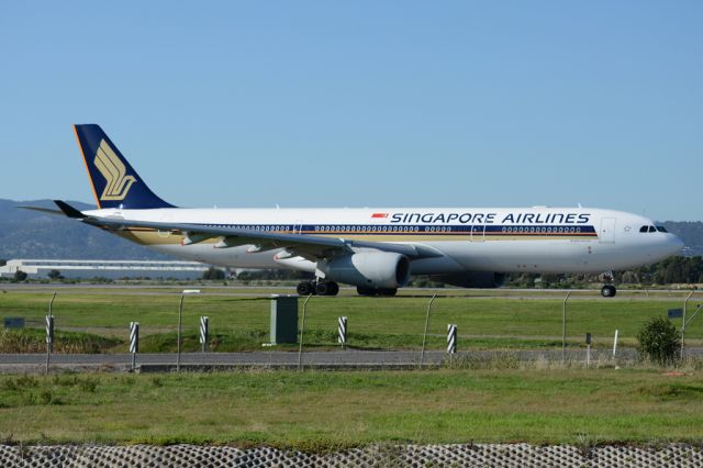 Airbus A330-300 (9V-STY) - On taxiway heading for take-off on runway 05, for flight home to Singapore. Wednesday, 21st May 2014.