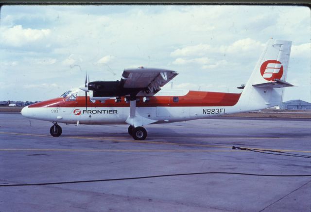 De Havilland Canada Twin Otter (N983FL) - Frontier experimented with using Twin Otters on its routes with little passengers.  The aircraft were used mainly on routes in Montana where the Convair 580 was too large for the passenger loads available.