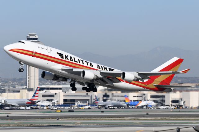 Boeing 747-400 (N709CK) - Takes off. 