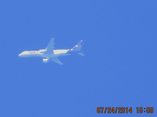 Boeing 757-200 (N794FD) - FedEx flight 378 from Memphis to Billings over Baxter Springs KS (78KS) at 36k feet.