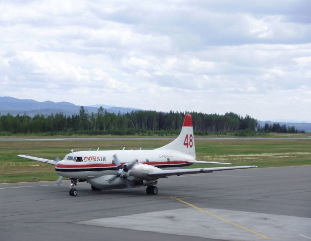 CONVAIR CV-580 (C-FKFY) - Taxiing at Smithers BC.  Crashed soon after fighting fires.  Two fatalities.