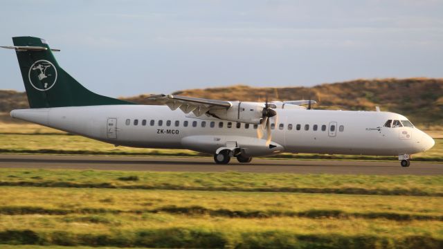 Aerospatiale ATR-72-500 (ZK-MCO) - Air Chathams ZK-MCO rolling 29 at WU bound for Auckland as Chathams 719 