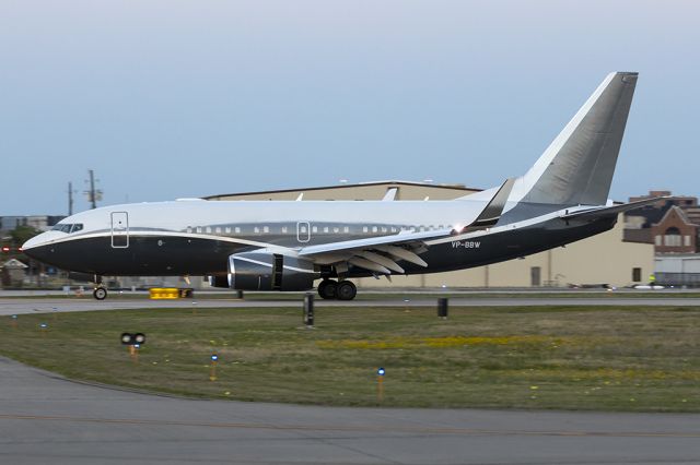 Boeing 737-700 (VP-BBW) - This beautiful BBJ arriving back home to ADS after a trip to Hawaii, Japan, and China. 