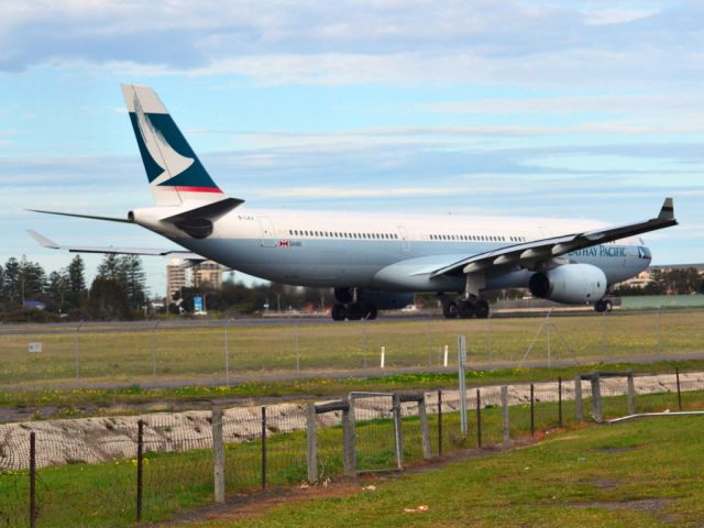 Airbus A330-300 (B-LAJ) - On taxi-way heading for take off on runway 05, for flight home to Hong Kong via Melbourne. Thursday 12th July 2012.