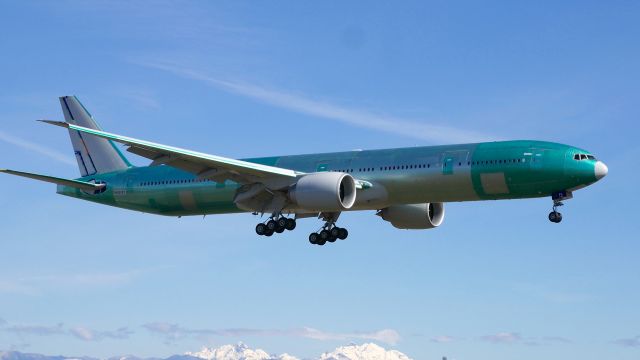 BOEING 777-300 (VQ-BFL) - BOE349 on final to Rwy 16R to complete a B1 flight on 3.10.19. (B777-3M0(ER) / ln 1595 / cn 65309). The aircraft is using temporary reg #N5028Y.
