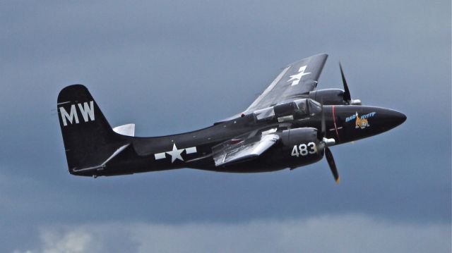 N6178C — - Historic Flight Foundations Grumman F7F-3 "Bad Kitty" (Ser#80483) makes a low pass during their "Shakedown" on 4/20/13.