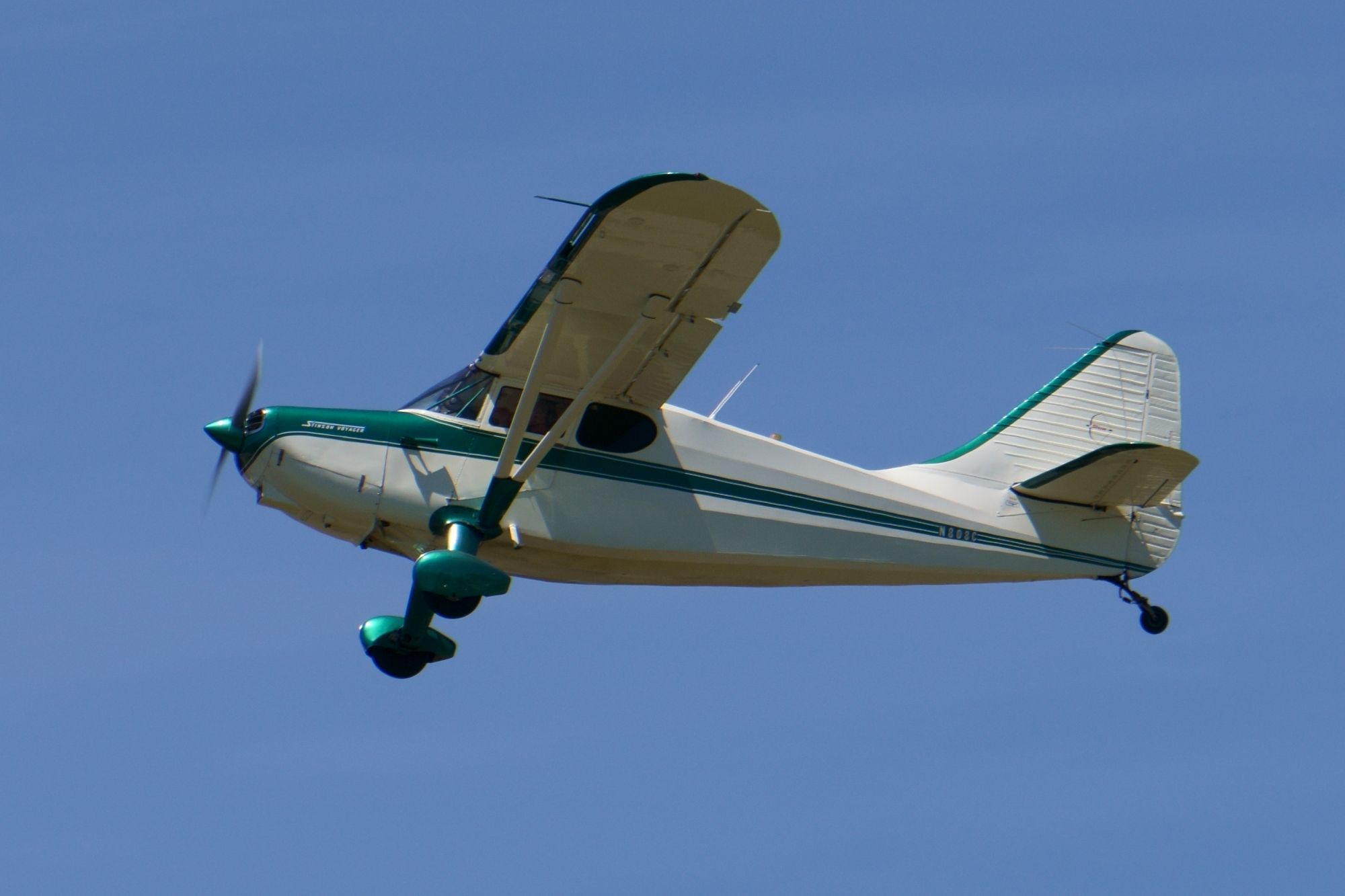 Hawker Siddeley HS-125-400 (N808C) - Departing Runway 26. Not sure why this is reported as a Hawker Jet. Clearly, this is N808C and a Stinson as shown on the FAA Aircraft Registry.