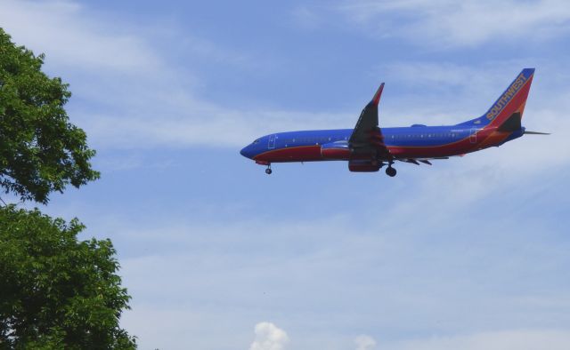 Boeing 737-800 (N8638A) - Shown here is a Southwest Boeing 737-800 a few moments from landing in the Summer of 2016.