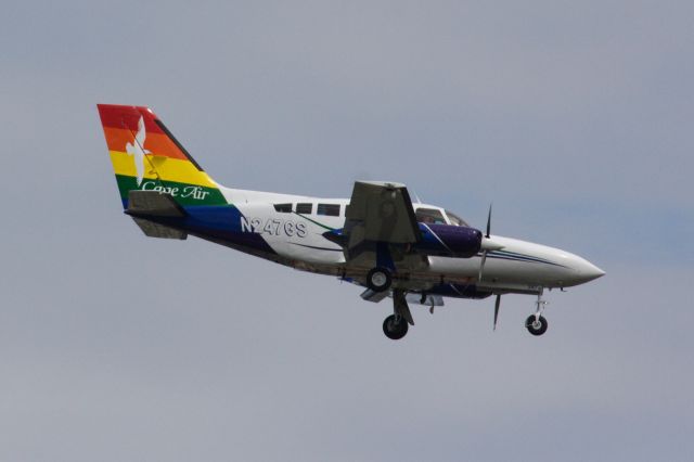 Cessna 402 (N247GS) - Cape Air special pride livery arrival to Boston Logan June 16, 2022.