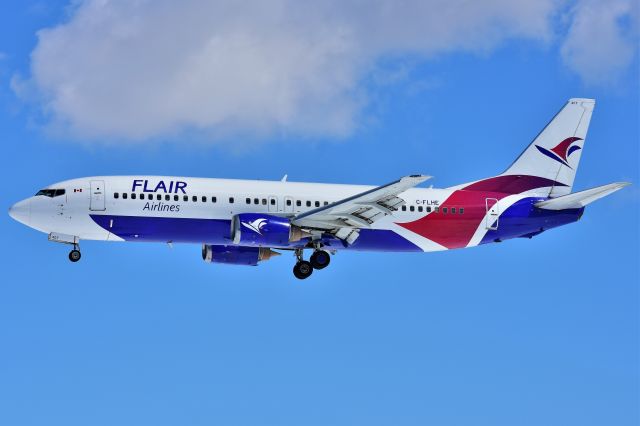 BOEING 737-400 (C-FLHE) - Flair Airlines Boeing 737-490 arriving at YYC on Apr 28.