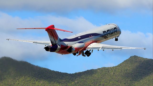 McDonnell Douglas MD-82 (HI990) - PAWA airlines departing TNCM climbing the hills.