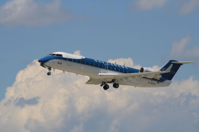 Canadair Regional Jet CRJ-200 (C-GFIO) - Nav Canada Flight Inspection aircraft leaving Montreal-Trudeau