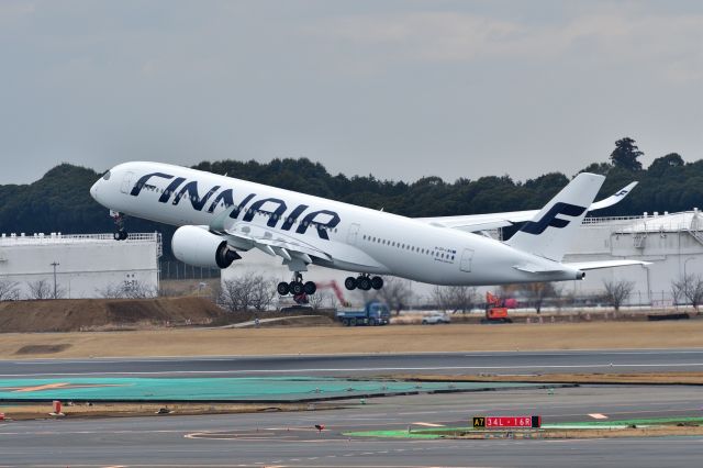 Airbus A350-900 (OH-LWN) - Taking off from RWY 16R at RJAA on Feb 20, 2019.