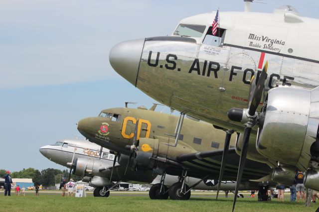 Douglas DC-3 (N47E) - Miss Virginia with her partners at EAA Oshkosh 2021 