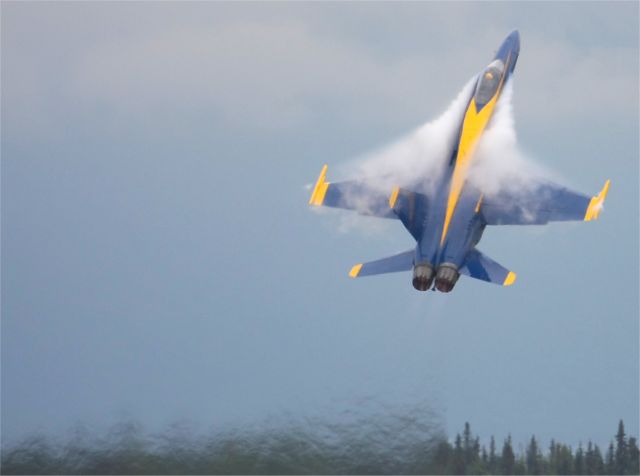 — — - Blue Angels F/A-18 is put through its paces at the "Arctic Thunder 2010" airshow at Elmendorf AFB, Anchorage, Alaska 1st August 2010