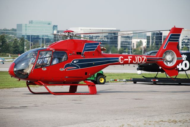 Eurocopter EC-120 Colibri (C-FJDZ) - 1998 Eurocopter EC120B of Momento Mori Investments, Toronto - about to depart Buttonville.