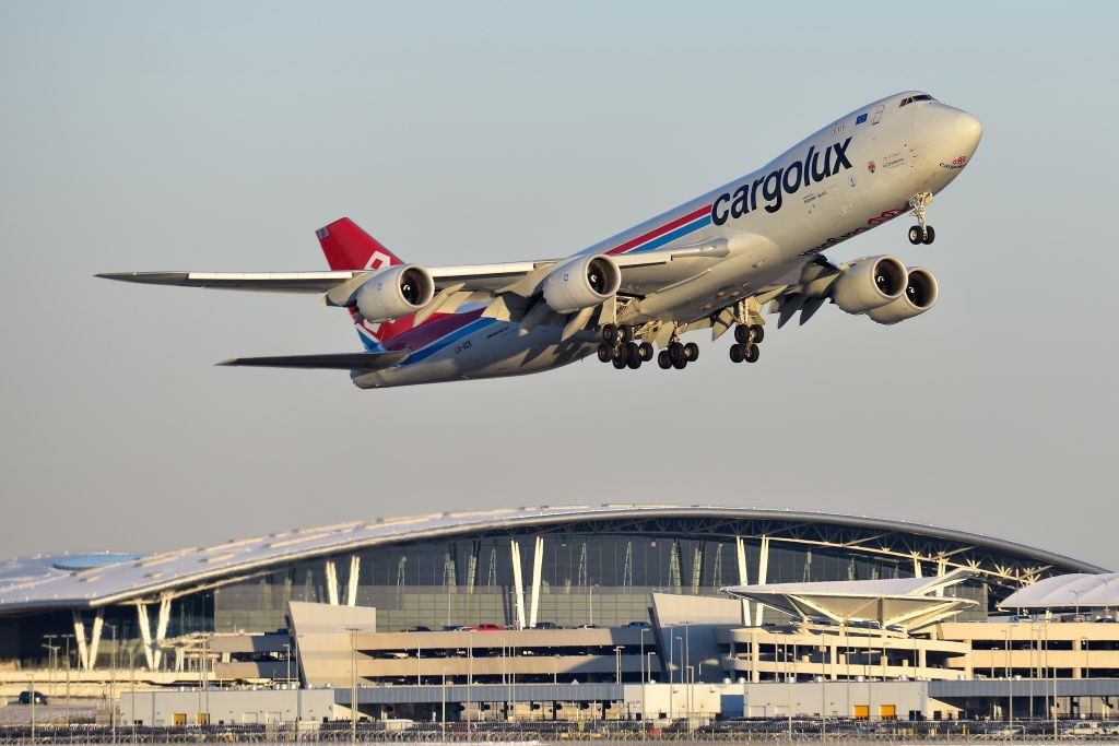 BOEING 747-8 (LX-VCK) - 23-R departure on 02-14-20 headed on up to Chi-town (ORD) Happy Valentines Day!