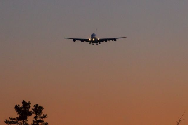 Airbus A380-800 (F-HPJD) - The Air France Super Airbus A380 arriving just after sunset at Dulles International.