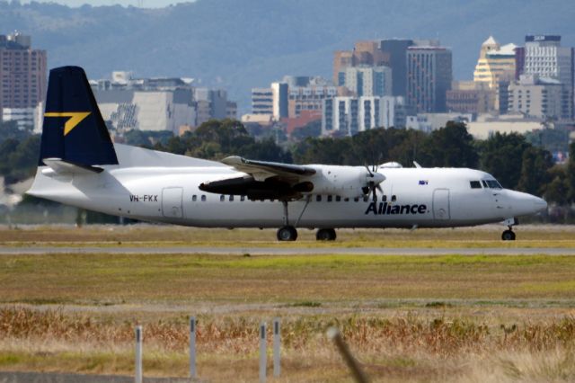 Fokker Maritime Enforcer (VH-FKX) - On taxiway heading for take-off on runway 05. Thursday, 8th May 2014.