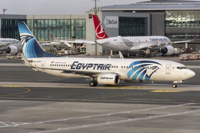 Boeing 737-800 (SU-GCR) - 24th March, 2024: Taxiing to the gate after arrival from Cairo International Airport as flight no. MS 735