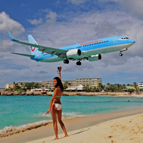 Boeing 737-800 (C-FPZB) - Maho Beach. Incredible spotting location...