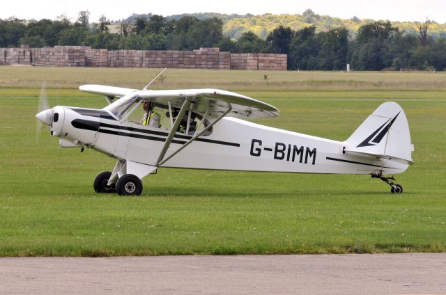 Piper L-21 Super Cub (G-BIMM) - Running up at Duxford in the afternoon.