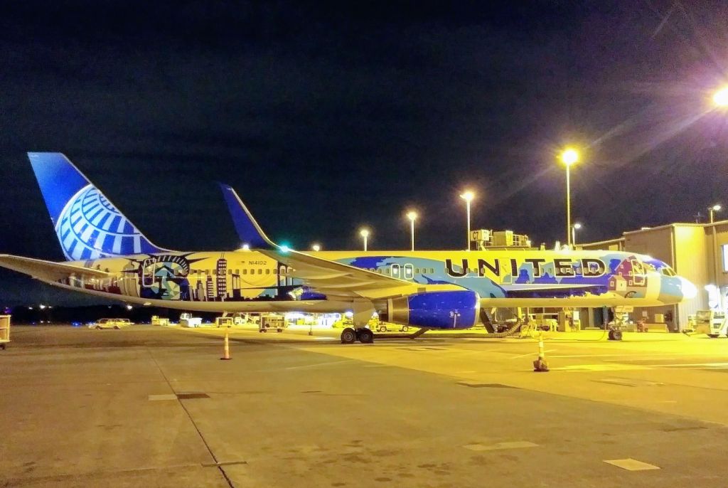 Boeing 757-200 (N14102) - Parked overnight. Not sure if this plane is still flying. This was taken last year.