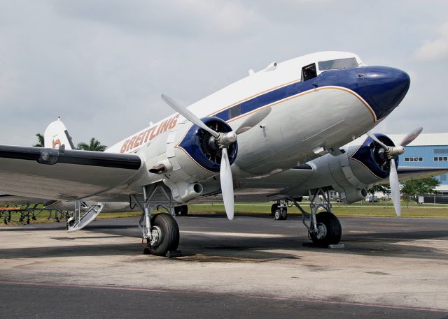 Douglas DC-3 (HB-IRJ) - Former N922CA, now HB-IRJ with BREITLING colors.  Photo credits Keith Burton