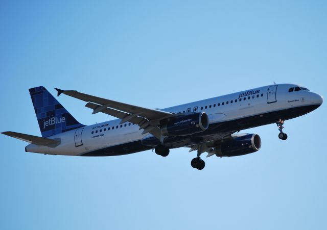 Airbus A320 (N775JB) - Final for 23 - 1/31/12