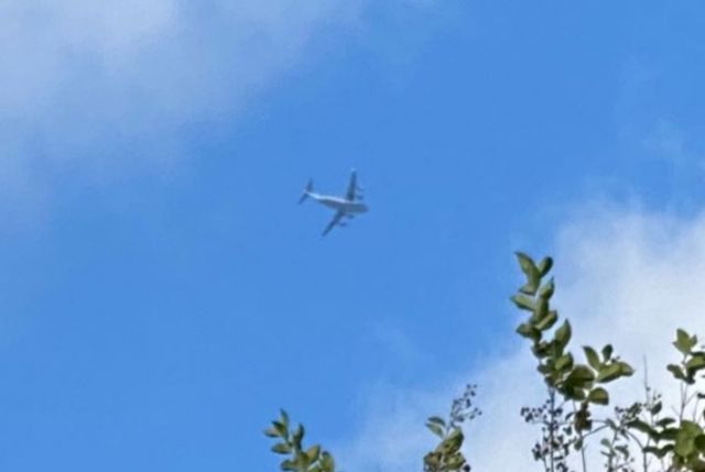 Boeing Globemaster III (RCH830T) - C-17 OVER MATTHEWS, NC AFTER TAKING OFF FROM KCLT. 11/01/2020 14:46.