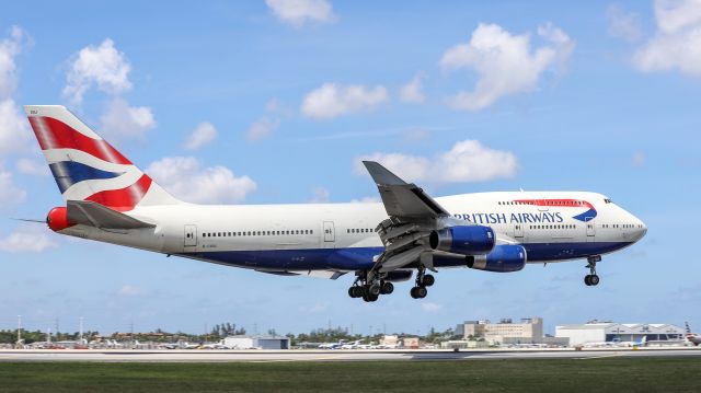 Boeing 747-400 (G-CIVU) - British Airways B747-400 landing on RWY 12