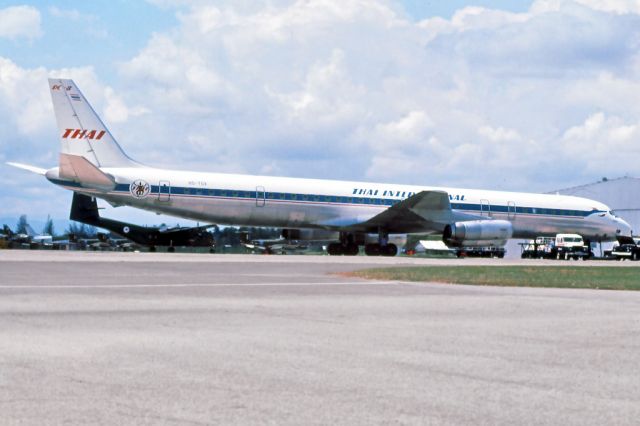 McDonnell Douglas DC-8-60 (HS-TGX) - Douglas DC-8-62 HS-TGX Thai International_WMKB (Butterworth) mid 1970s.