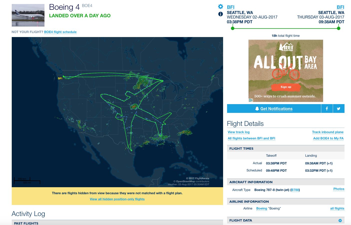 Boeing 787-8 (BOE4) - The awesome flight path this 788 put on! What a selfie!