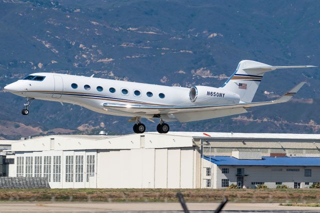 Gulfstream Aerospace Gulfstream G650 (N650NY) - One of the few business jets that come through Santa Barbara daily