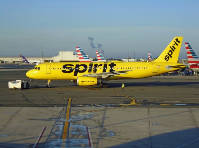 Airbus A320 (N697NK) - NEWARK, NEW JERSEY-JUNE 20, 2021: Seen from Terminal B of Newark Liberty International Airport was this Spirit Airlines A320.