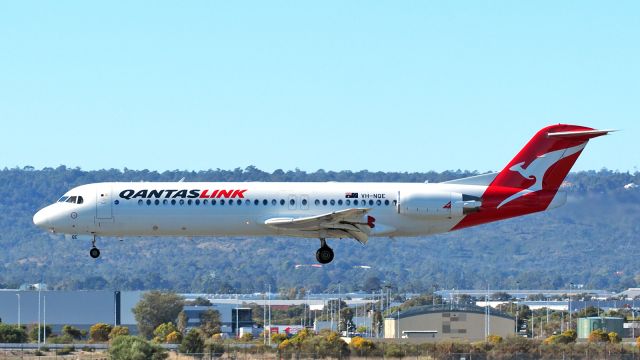 Fokker 100 (VH-NQE) - Fokker 100. QantasLink VH-NQE runway 03 YPPH 160618.