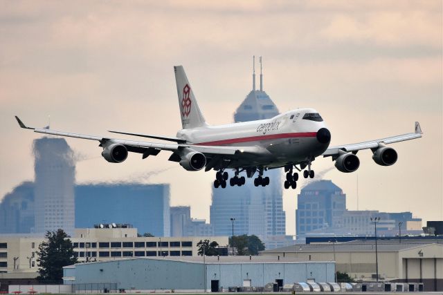 Boeing 747-400 (LX-NCL) - Arriving 23-L from ORD under heavy overcast on 10-03-21