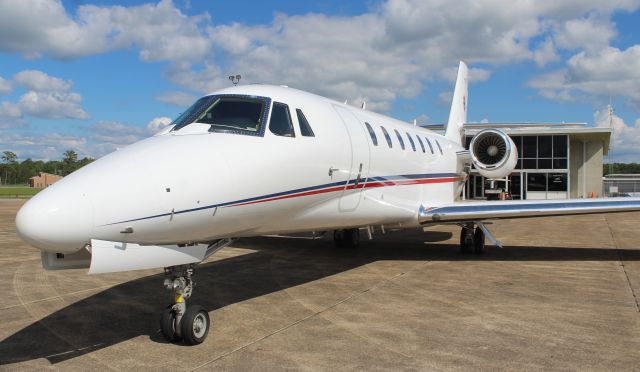 Cessna Citation Sovereign (N111Y) - A Cessna C680 Citation Sovereign on the ramp at NE Alabama Regional Airport, Gadsden, AL - May 13, 2017.